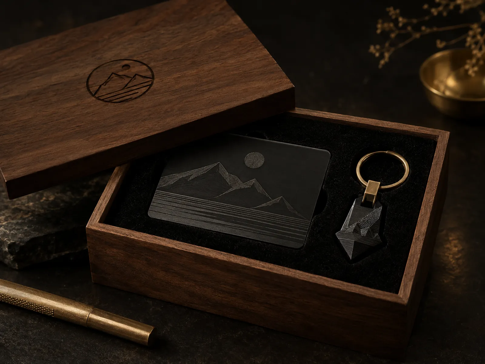 Houten cadeaubox met lasergegraveerde tekst op het deksel